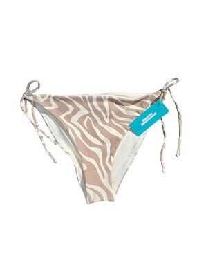NWT | Sports Illustrated Taupe Zebra Print Reversible Side Tie Bikini Bottoms XL